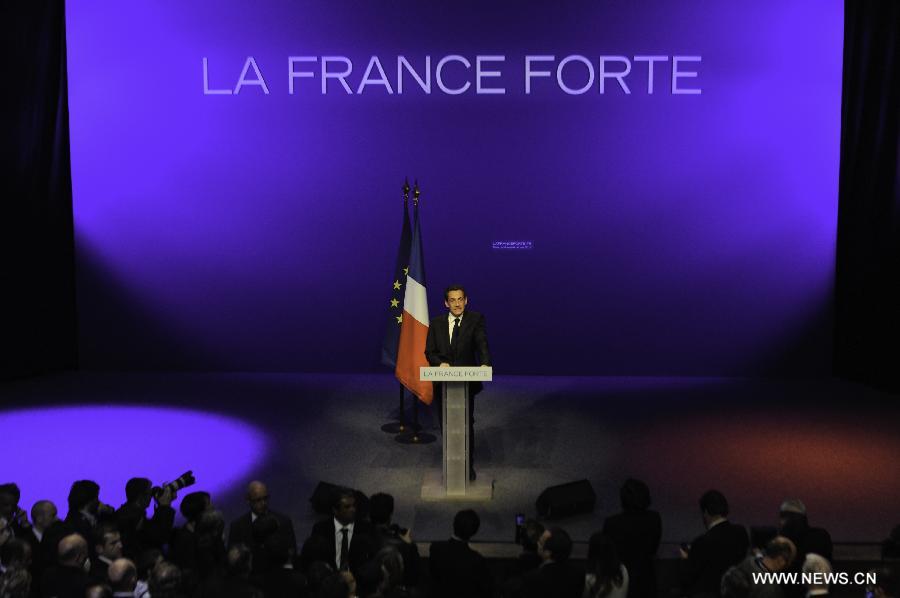 Sarkozy delivers speech after defeat in election