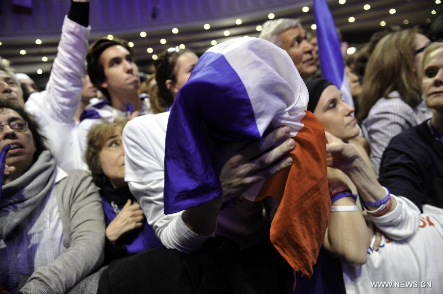 Sarkozy delivers speech after defeat in election
